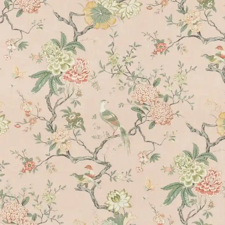risnedsättning GP & J Baker Tyg Oriental Bird Blush