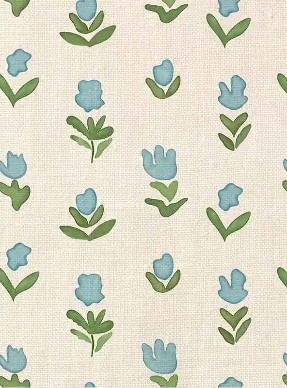 Ottoline Tyg Little Wild Tulips, Light Blue Populär