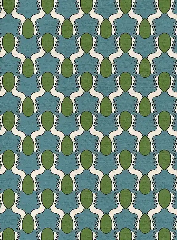 Utförsäljning Ottoline Tyg Happy People, Blue Green
